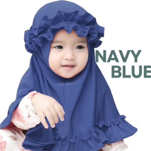 স্পানডেক্স কাপড় এর NAVY BLUE CROWN হিজাব, ৪ মাস থেকে ১০ বছর বয়সী বাবুর জন্য। - 5-6 YEAR