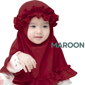 স্পানডেক্স কাপড় এর MAROON CROWN হিজাব, ৪ মাস থেকে ১০ বছর বয়সী বাবুর জন্য। - 5-6 YEAR