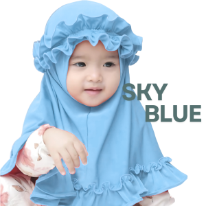 স্পানডেক্স কাপড় এর SKY BLUE CROWN হিজাব, ৪ মাস থেকে ১০ বছর বয়সী বাবুর জন্য। - 5-6 YEAR